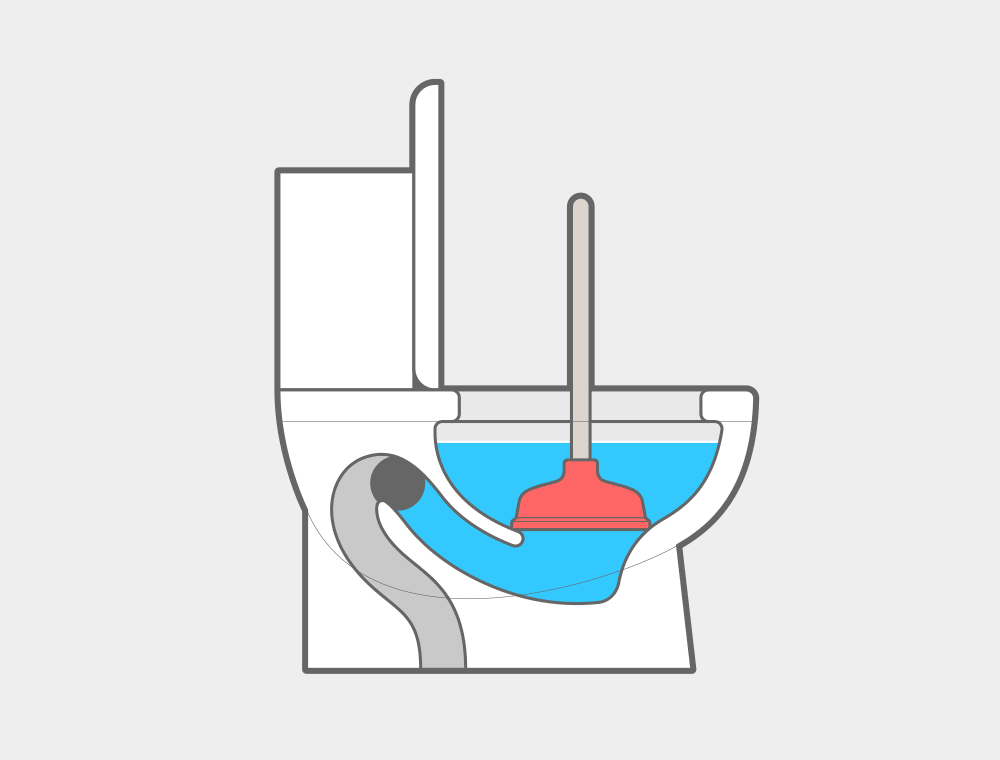Continue to press and depress the plunger on the toilet bowl drain several times.