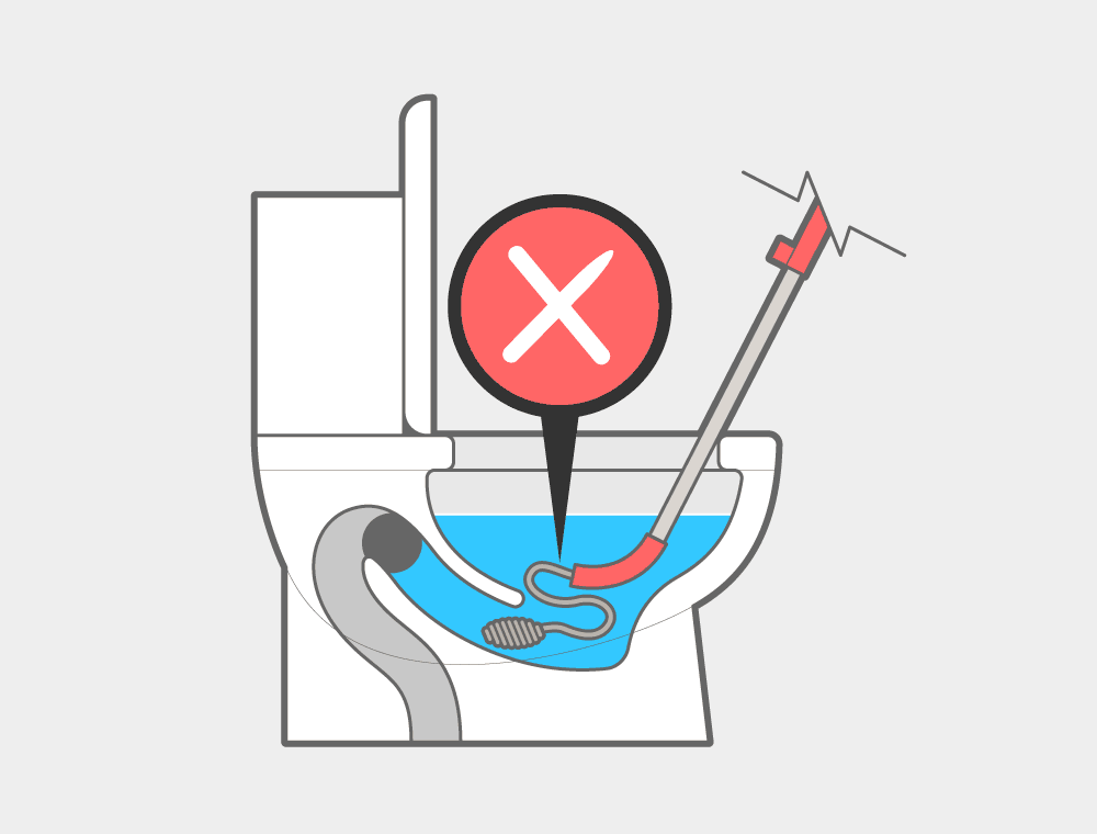 Check the toilet bowl to make sure the auger didn’t twist and come back into the toilet bowl.